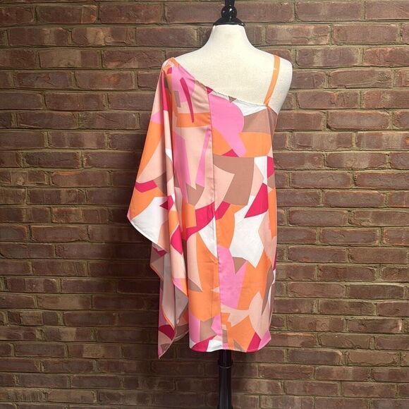 Multi One Shoulder Batwing Dress Size 2XL NEW - Picture 6 of 7